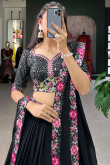 Black Georgette Lehenga With Sequins Work For Diwali