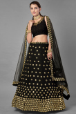 Black Georgette Mirror Embroidered Lehenga