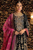 Black Georgette Pakistani Palazzo Suit With Mirror Work