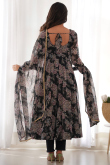 Black Georgette Printed Ready to Wear Wedding Anarkali Suit