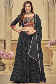Black Georgette Printed Panelled Style Chaniya Choli
