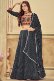 Black Georgette Printed Panelled Style Chaniya Choli