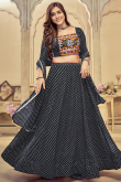 Black Georgette Printed Panelled Style Chaniya Choli