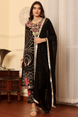 Black Georgette Resham Embroidered Straight Cut Trouser Suit 