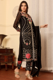 Black Georgette Resham Embroidered Straight Cut Trouser Suit 