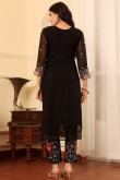Black Georgette Resham Embroidered Straight Cut Trouser Suit 