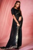 Black Georgette Saree for Party Wear with Sequins Work 