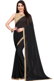 Black Georgette Saree with Stone Work & Keyhole Neck Blouse