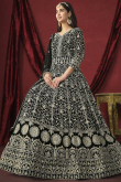Black Georgette Sequins Embroidered A Line Anarkali Suit