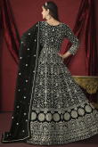 Black Georgette Sequins Embroidered A Line Anarkali Suit