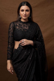 Black Georgette Sequins Embroidered Fancy Saree 