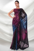 Black Georgette Sequins Embroidered Fancy Saree