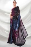 Black Georgette Sequins Embroidered Fancy Saree