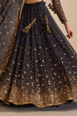 Black Georgette Lehenga with Cutdana, Dabka & Stone Work