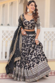 Black Silk Zari Weaved Flared Style Lehenga