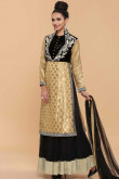 Black Gold Net Anarkali Churidar Suit