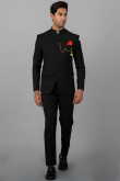 Black Jodhpuri Style Viscose Men's Plain Coat Pant