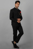 Black Jodhpuri Style Viscose Men's Plain Coat Pant