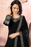 Black Mirror Worked Art Silk Patiala Suit