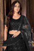 Black Net A Line Lehenga