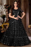 Black Net A Line Lehenga