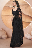 Black Net Embroidered Fancy Saree for Festival 