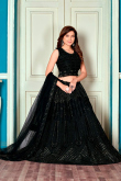 Black Net Embroidered Indian Lehenga Blouse for Wedding & Party