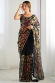 Black Net Embroidered Light Weight Saree 