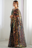 Black Net Embroidered Light Weight Saree 
