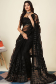 Black Net Embroidered Lightweight Saree For Sangeet 