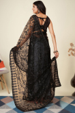 Black Net Embroidered Lightweight Saree For Sangeet 