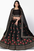 Black Net Embroidered Party Wear Lehenga