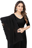 Party Wear Resham Embroidered Saree in Net Black