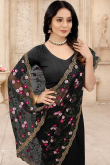 Black Net Embroidered Saree