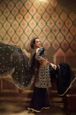 Black Net Embroidered Sharara Suit