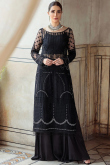Black Net Embroidered Straight Cut Sharara Suit