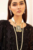 Trouser Suit for Party Wear in Net Black with Thread embroidery