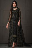 Black Fancy Net Trouser Suit for Sangeet