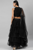 Black Net Layered Style Resham Embroidered Lehenga 
