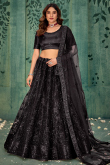 Black Net Lehenga With Sequins Work For Festival