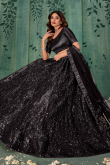 Black Net Lehenga With Sequins Work For Festival