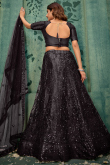 Black Net Lehenga With Sequins Work For Festival