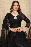 Black Net Lehenga With Sequins Work For Weddings
