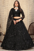 Black Net Lehenga With Sequins Work For Weddings