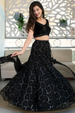 Black Net Panelled Style Lehenga With Sequins Work