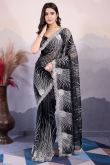 Black Net Saree with Sequins & Sweetheart Blouse