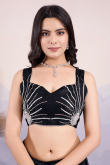 Black Net Saree with Sequins & Sweetheart Blouse