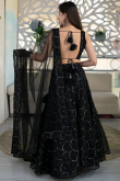 Black Organza Lehenga with Mirror Work for Party