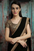 Black Party Wear Embroidered Georgette Saree for Eid