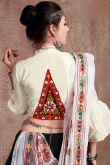 Black Patch Embroidered Cotton Silk Flared Lehenga